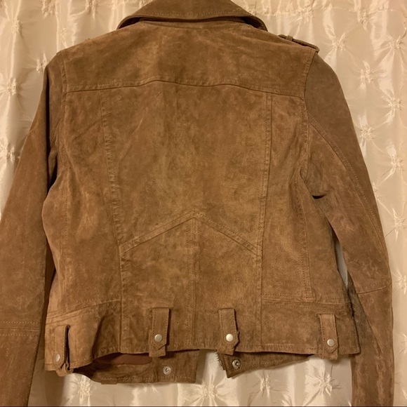 Blank NYC Suede Leather Jacket Brown Moto Fitted - Picture 6 of 15